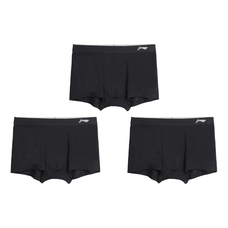 Li-Ning Simple Comfortable Breathable Sweat-Absorbing High-Stretch Sports Underwear Men underwear Black YUAU025-2 M black