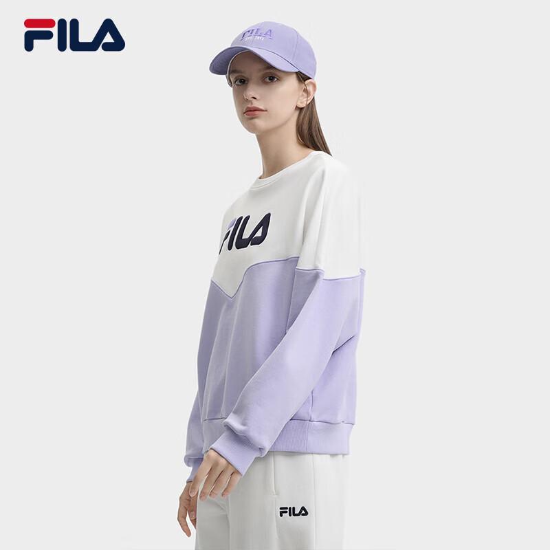 Женская хлопковая толстовка-пуловер FILA Yang Mi 2024 с цветовыми блоками S gray