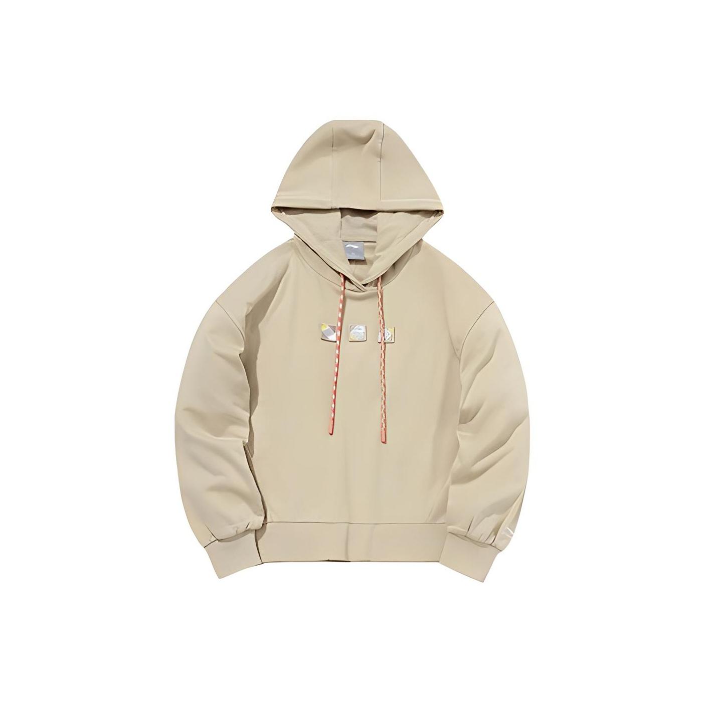 Li Ning Sports Casual 3D Woven Label Hoodie Women Hoodies Coastal-Gray AWDR054-1 L beige Li-Ning