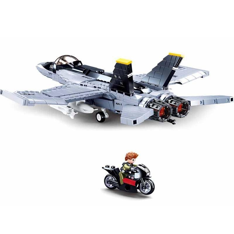 682 детали Военный истребитель F/A-18E Super BumbleBee Strike Hornet Строительные блоки Военные кубики Классическая модель Образовательные игрушки для детей MOC БЕЗ КОРОБКИ gray ZMM TOYS