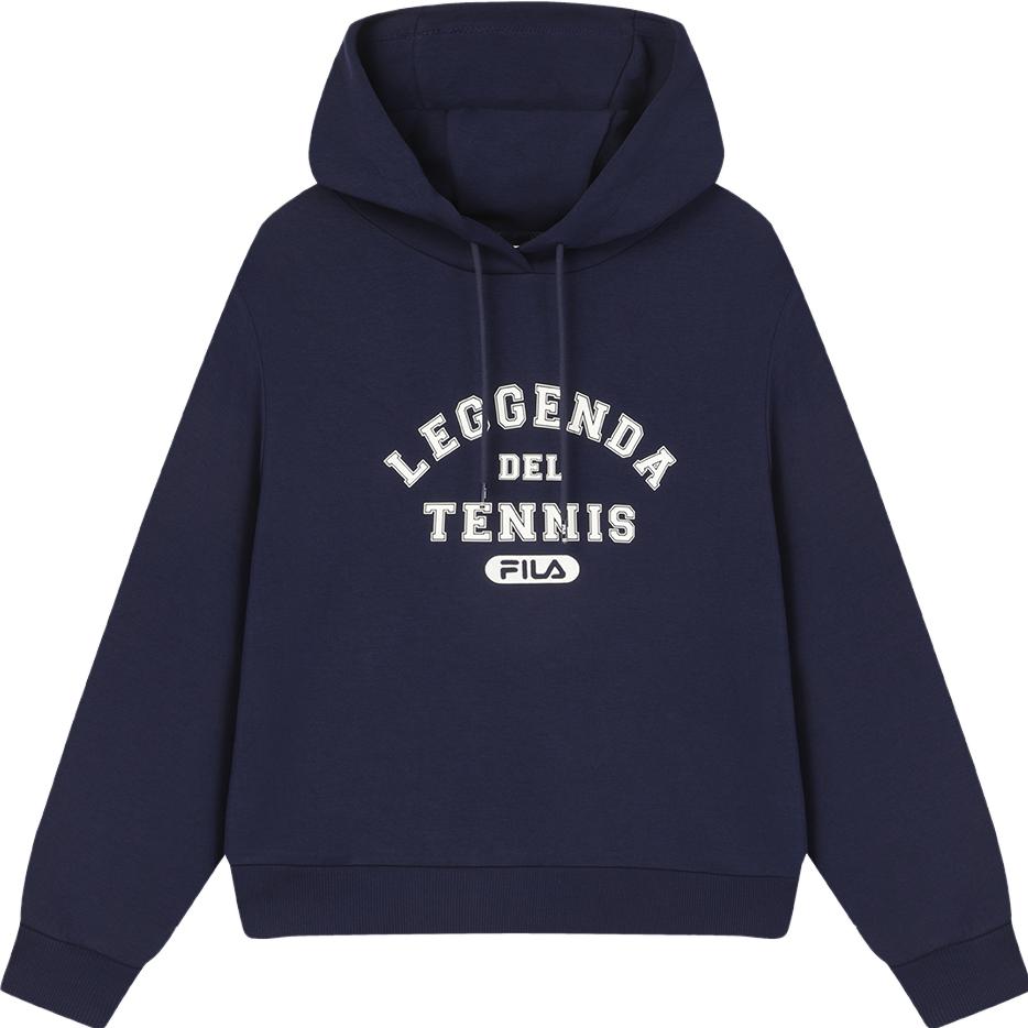 FILA 2023 Зима Новый Вязаный Худи Модный Свободный Повседневный Простой Ретро Американский Женский Топ Глубокий Темно-Синий F11W349211F-DB S black