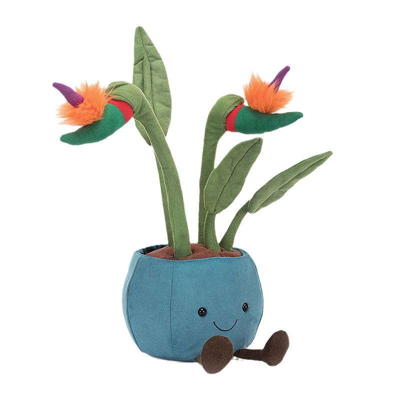 JELLYCAT Серия Забавные Растения Птица Рая В Горшке Креативная Кукла Плюшевая Кукла Высота 38 см gray