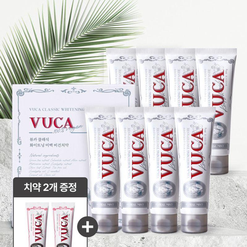 Viewca Classic Отбеливающая Веганская Зубная Паста Цветочный Мятный Аромат 100 г x 8 Упаковок + Зубная Паста для Десен 110 г x 2 Бесплатно gray Beauty Luxe