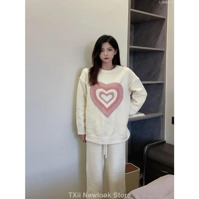 Love Soft Пижама Зимний Новый Утолщенный Костюм Повседневный Коралловый Флис Теплый Утепляемый Домашний Костюм One Size белый Binchi Keji Travel