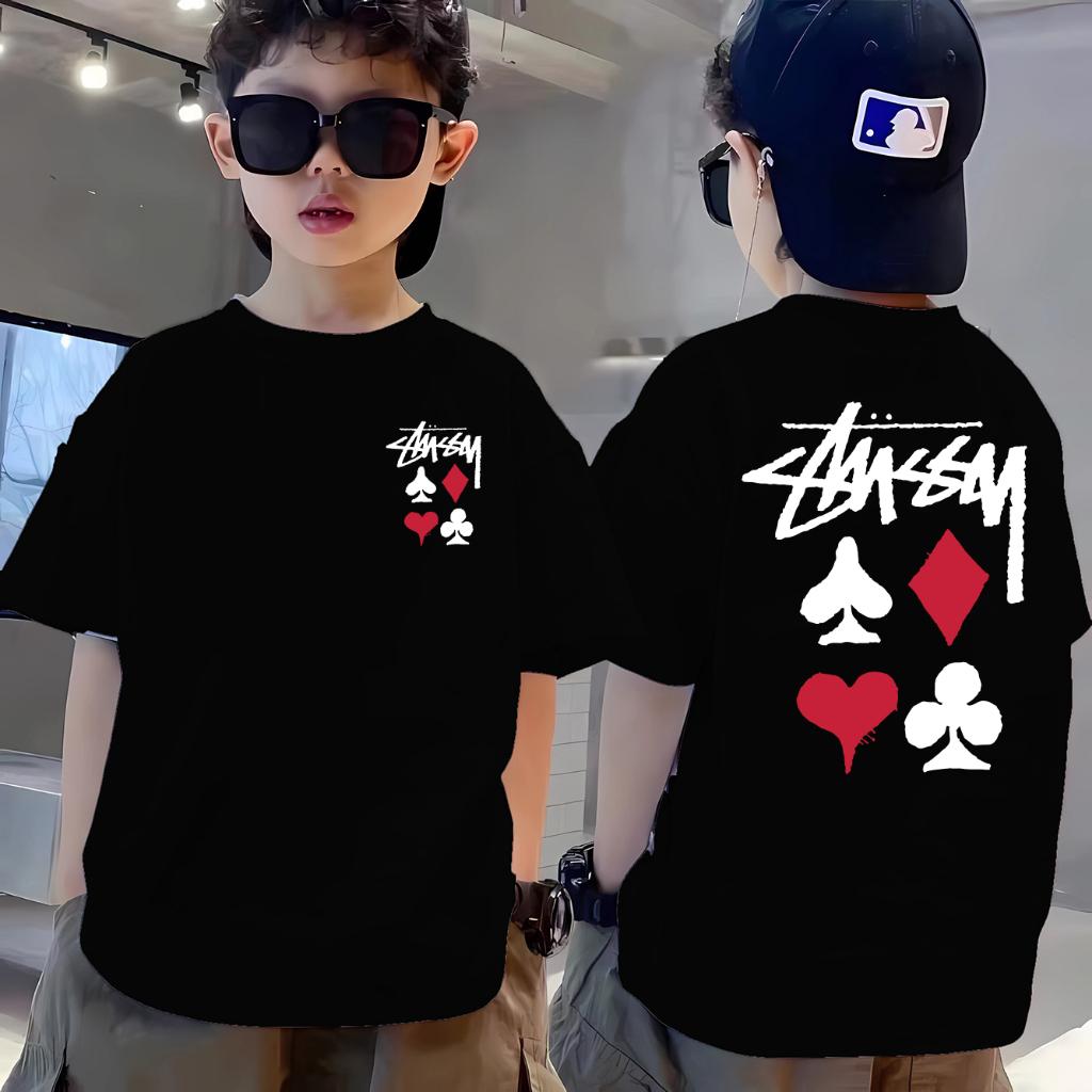 Крутая футболка для мальчиков и детей Baju Budak Lelaki Полностью модная футболка 150 gray Muzi Nandatong Garments