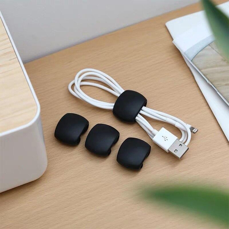 4 шт./лот, красивая намотка кабеля, USB-кабель, органайзер для кабеля для наушников, держатель с пряжкой, портативный крошечный офисный аксессуар, органайзер для кабеля чёрный AYTA