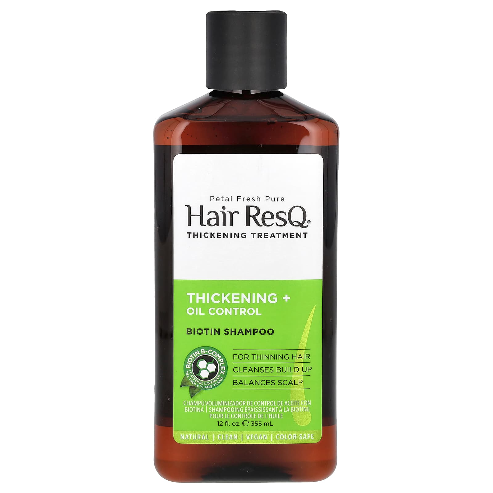Hair Resq, Шампунь с биотином, Укрепляющий + Контроль жирности, 355 мл(12 жидких унций) black Petal Fresh