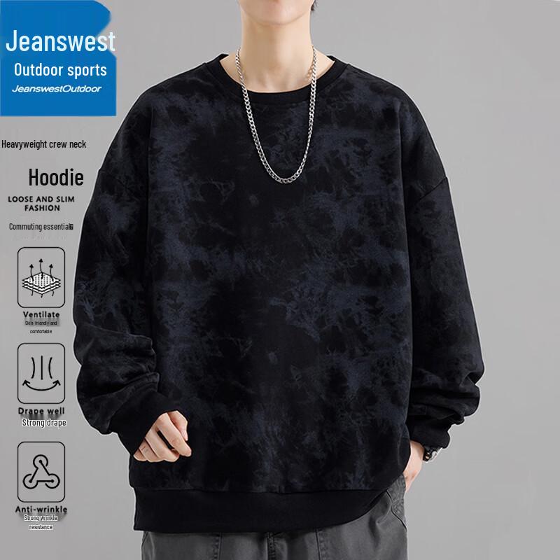 Мужской повседневный свитшот с круглым вырезом от Jeanswest L чёрный JDST online