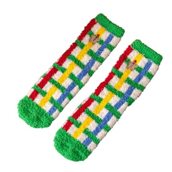 Рождественские пушистые носки женские теплые пушистые носки до середины голени красочные зимние носки-тапочки для дома, отдыха, сна, праздничный подарок A beige Mensa
