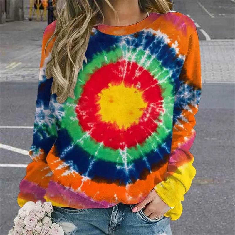 Harajuku 3D Dyeing Patterns Printing Толстовки для женщин Зимняя мода Крутые пуловеры Осенняя уличная одежда Толстовка S red wendy 3