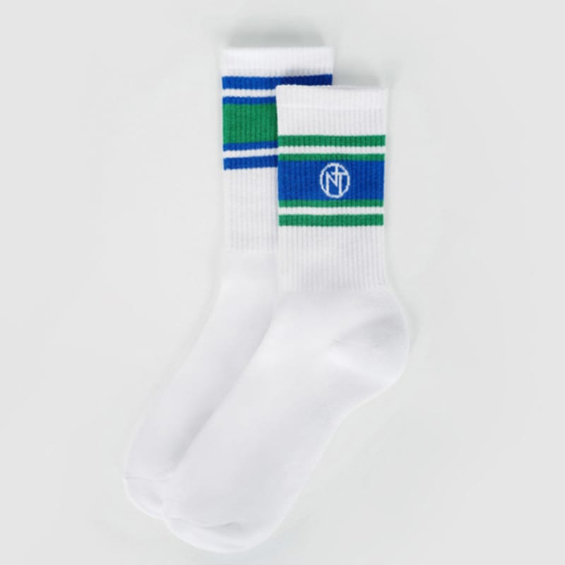 носки с логотипом nitina с манжетой WH (Мужской) white blue Mayfashion
