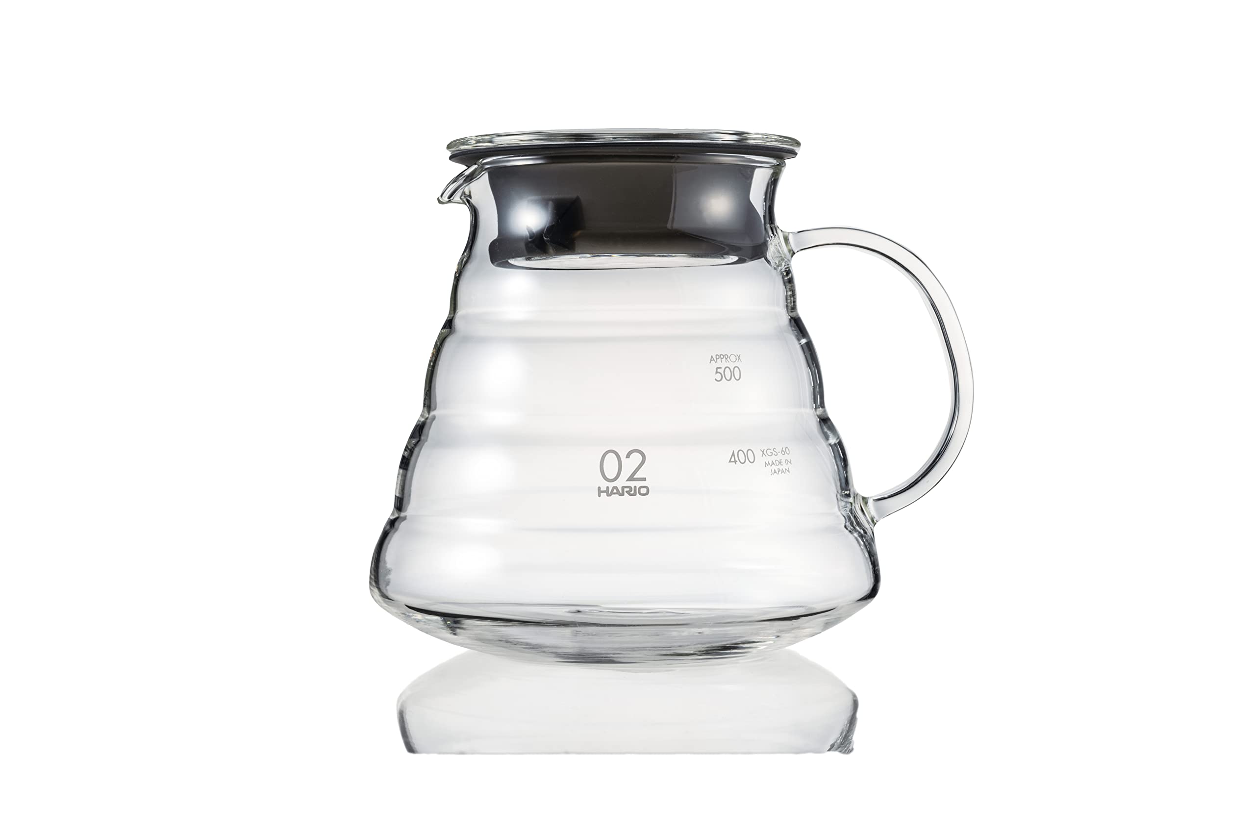 HARIO V60 Стеклянный сервер 600 Прозрачный, 600 мл, 2-5 чашек, Можно использовать в микроволновой печи, XGSR-60-TB white