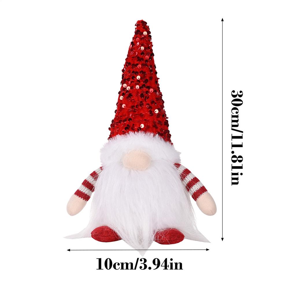 Christmas Gnomes 12-Inch with Sequins Plush Figure Battery-operated Gnome Doll for Thanksgiving Holiday Winter Festive Home красный Toool-Home
