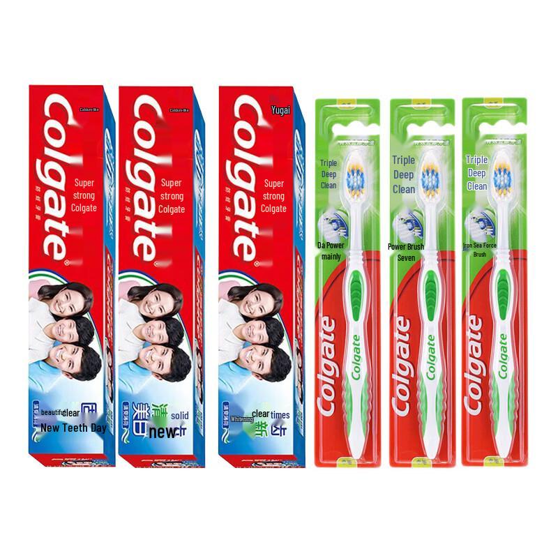 Набор: Зубная паста Colgate Ультра-сила с высоким содержанием кальция и Тройная чистка Зубная щетка red
