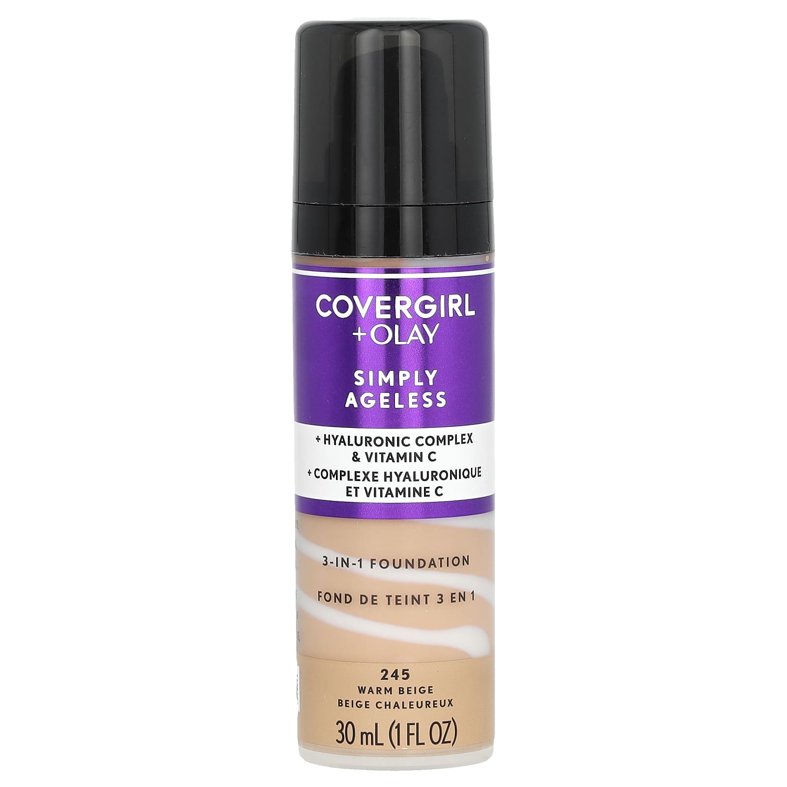 Olay Simply Ageless, Тональный крем 3-в-1, 245 Теплый бежевый, 30 мл(1 жидкая унция) black Covergirl
