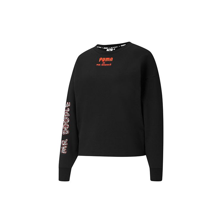 Puma X Mr Doodle Crew Neck Вязаный свитшот с вышитым логотипом Женские топы Черный 598687-01 M black