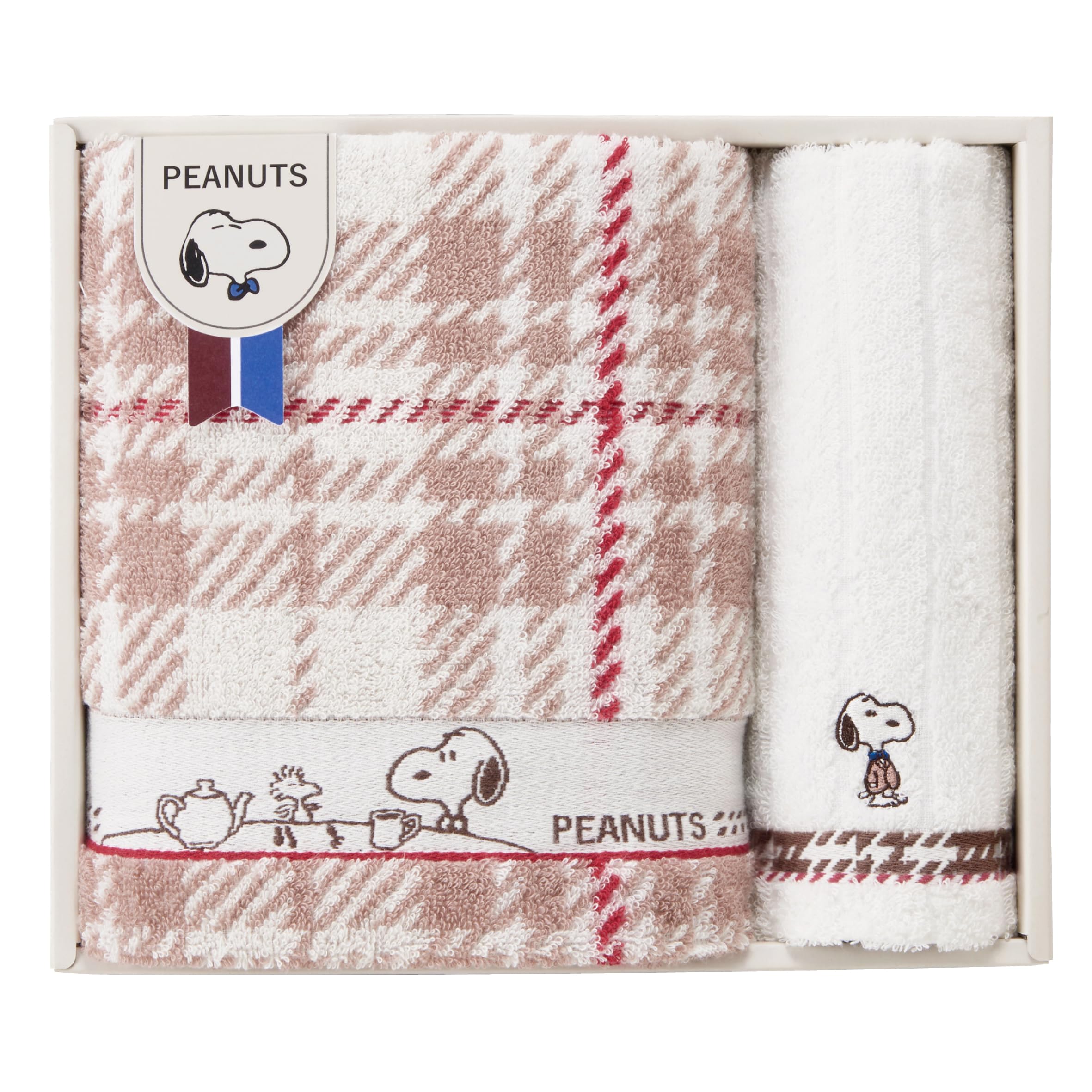 nishikawa Snoopy Подарочный набор полотенец 34X76 см Моющиеся в клетку Чайное время Расслабляющий подарок PEANUTS Сделано в Японии PN4652 Подарочный чек Multi TT84503051 [Nishikawa] white