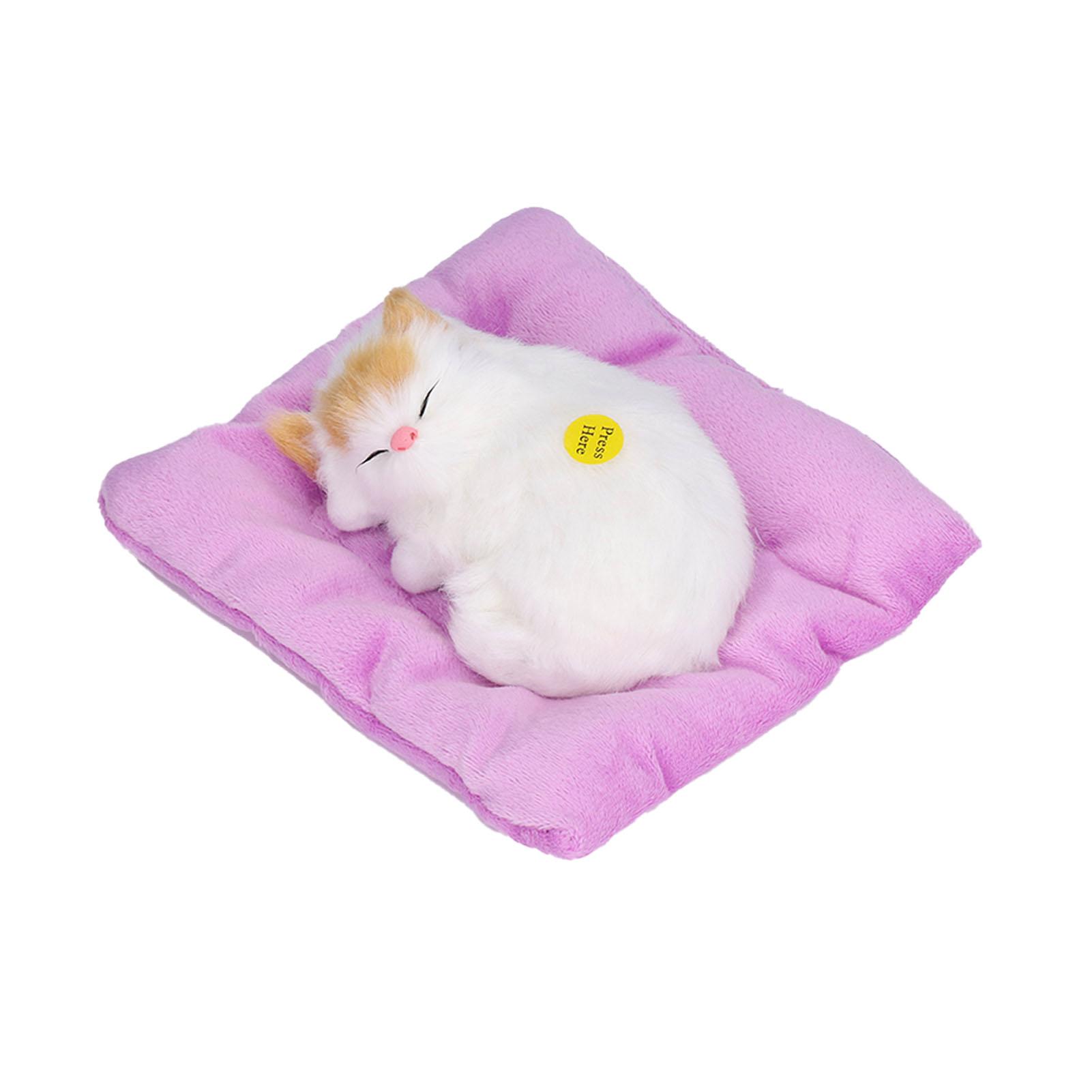 Поддельные кошки спящий котенок кукла игрушка имитация спящего кота на коврике интерактивная игрушка для питомца со звуком white CosyHome
