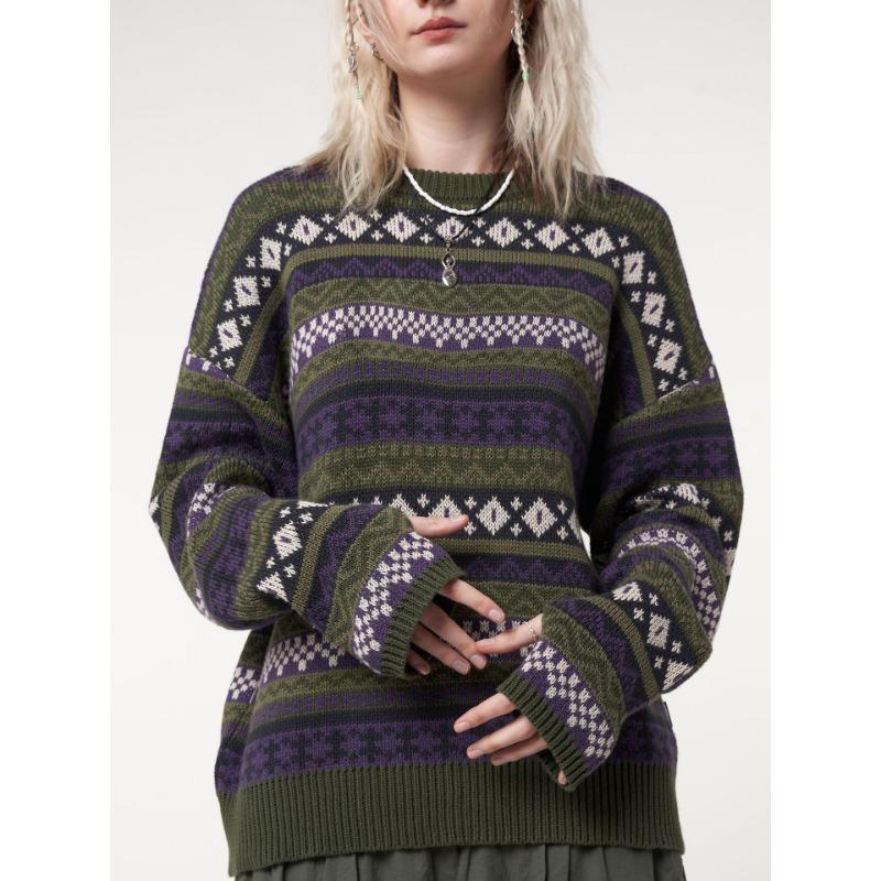 Women s Early Autumn Loose Thin Casual Fashion Collision Splicing Long-sleeved Blouse Pullover Wool Sweater one size fits all фиолетовый Qiu Yi