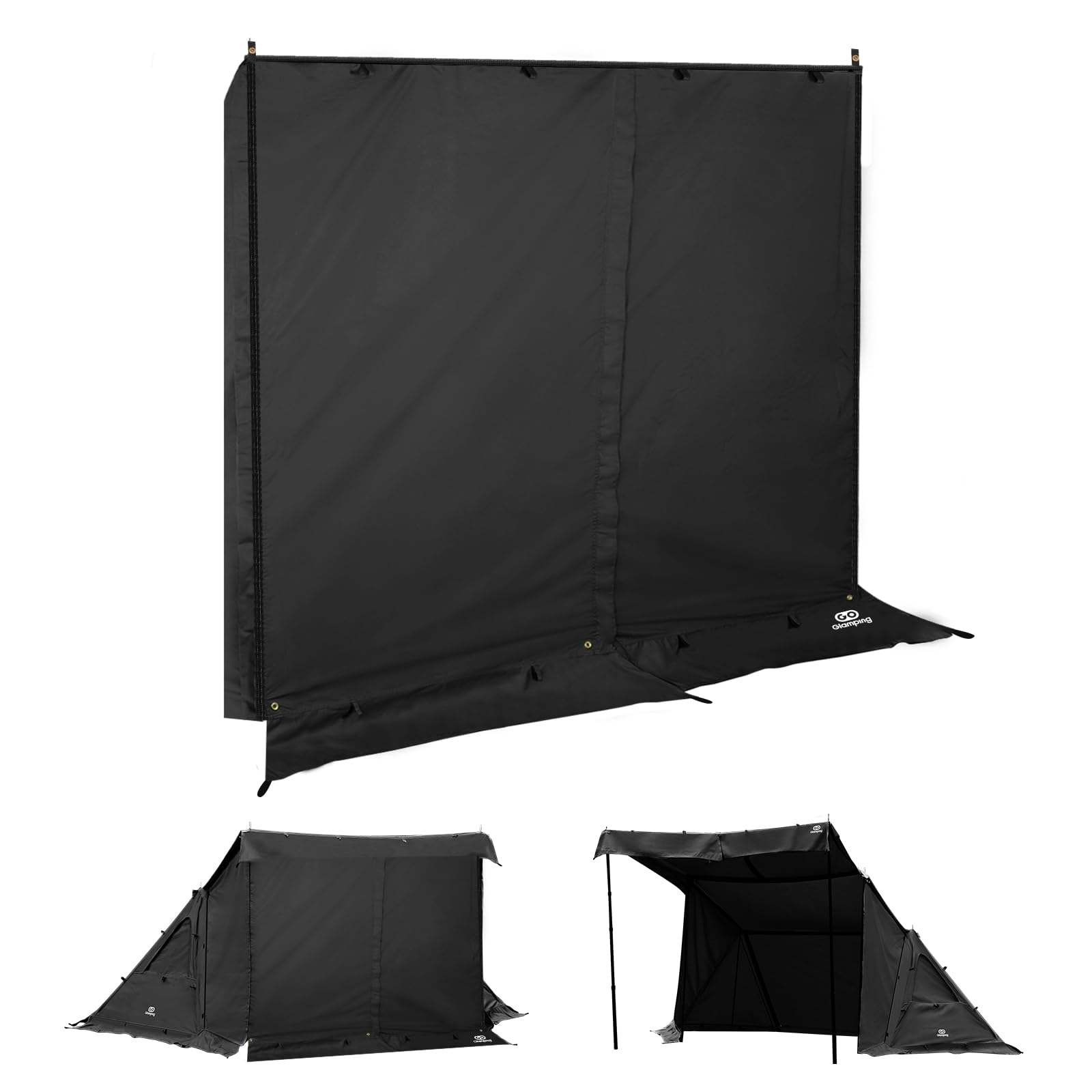GOGlamping PUP Pup Tent Эксклюзивная передняя штора tc 1-местная огнестойкая поликоттоновая палатка Многофункциональная передняя штора Водонепроницаемая молния в чёрный Nippon-Mart