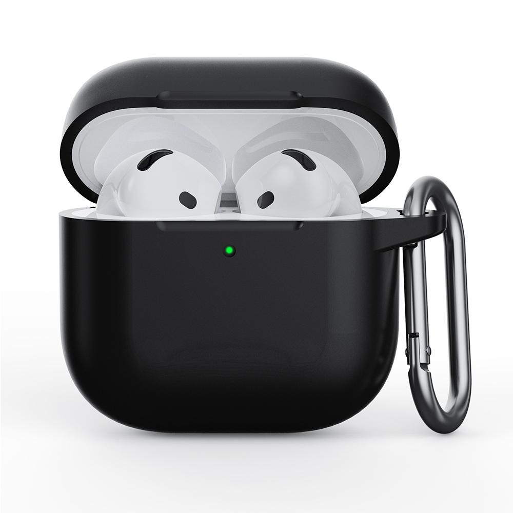 1 шт. Черный мягкий силиконовый защитный чехол с брелоком для AirPods 4-го поколения 2024 white loverapple