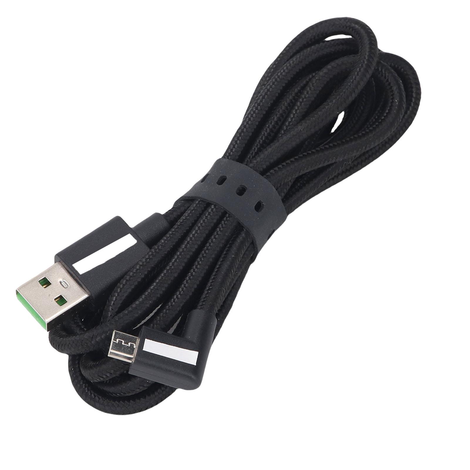 Кабель USB A — USB C подходит для компьютерного микрофона Razer Seiren X, длина 1,7 м (5,9 фута), плетеный кабель USB A — USB C. black KONNWEI