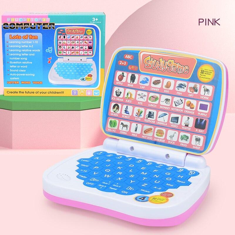 Обучающий маленький игрушечный ноутбук для детей 2-3 лет. Мальчики и Девочки Компьютер для Алфавита ABC.Чисел.Слов.Орфографии.Математики.Музыки pink Professional fishing