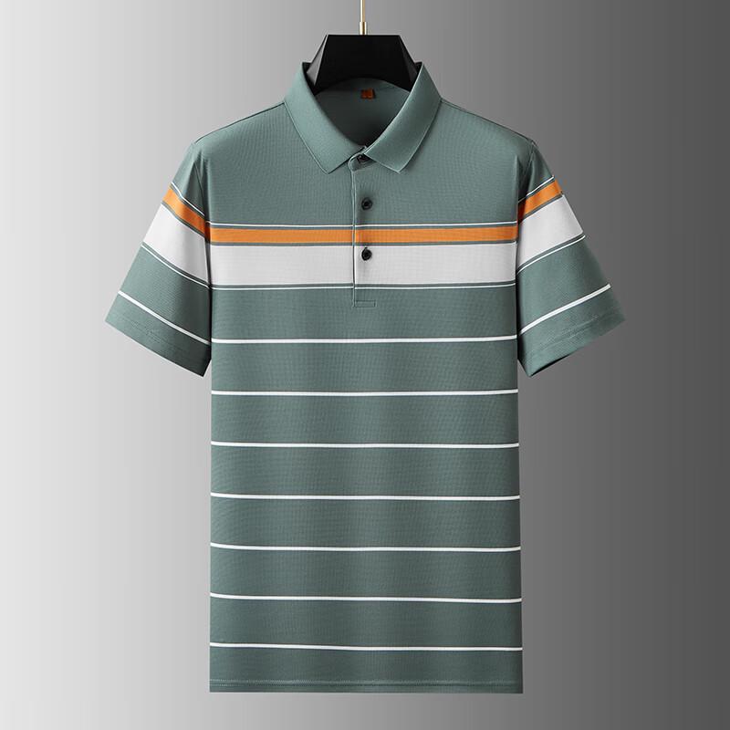 Мужская поло оверсайз свободного кроя в полоску Dibinze 2XL/185 gray JDST SELECTION