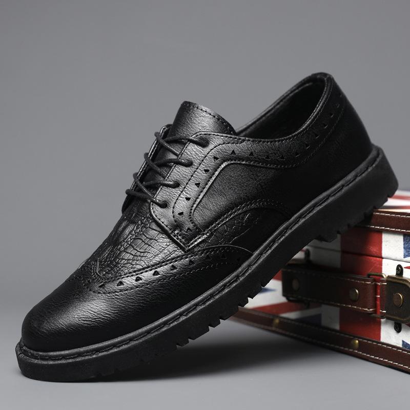 Leather Shoes for Men Luxury  Brogue Shoes comfortable Soft Sole Men s Casual Shoes Lace Up Men Business Dress Shoe 39 black Fashion Shoes CSWO01