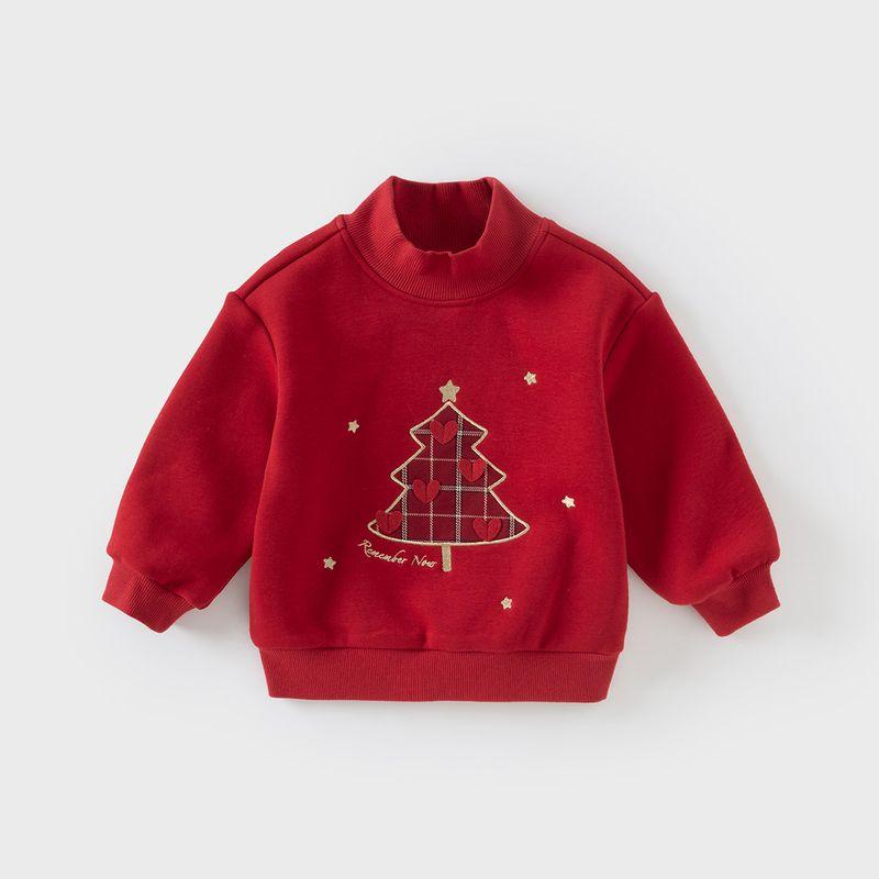 David Bella Girls  Red Sweatshirt Baby Half-Turtleneck Pullover Stylish Winter New Children s New Year Top Red [Ready Stock] 73((Recommended Height 66-73cm)) brown TAOMall