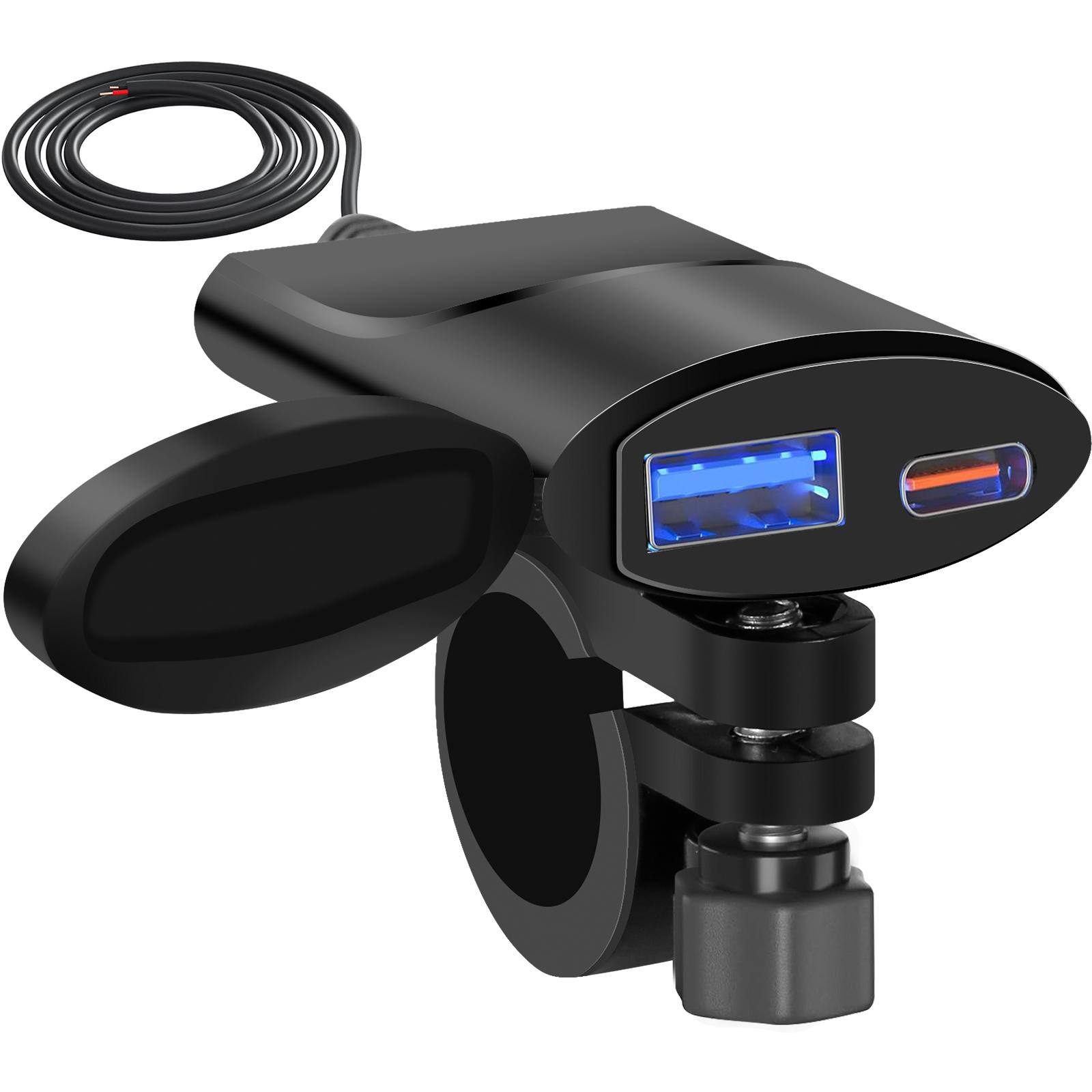 DC12V-24V зарядное устройство для мобильного телефона с двумя портами USB зарядное устройство для мотоцикла водонепроницаемый USB-адаптер для мотоцикла с функцией интеллектуального отключения питания korea gray Pure Living Co.