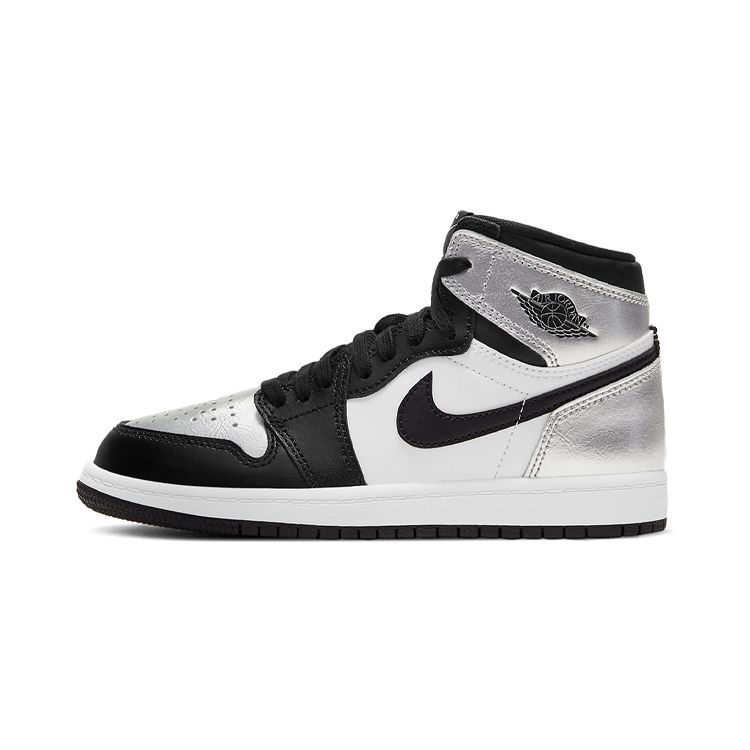 Детские кроссовки Air Jordan 1 Retro High OG PS Silver Toe Черный металлик-серебристый белый CU0449-001 35 white