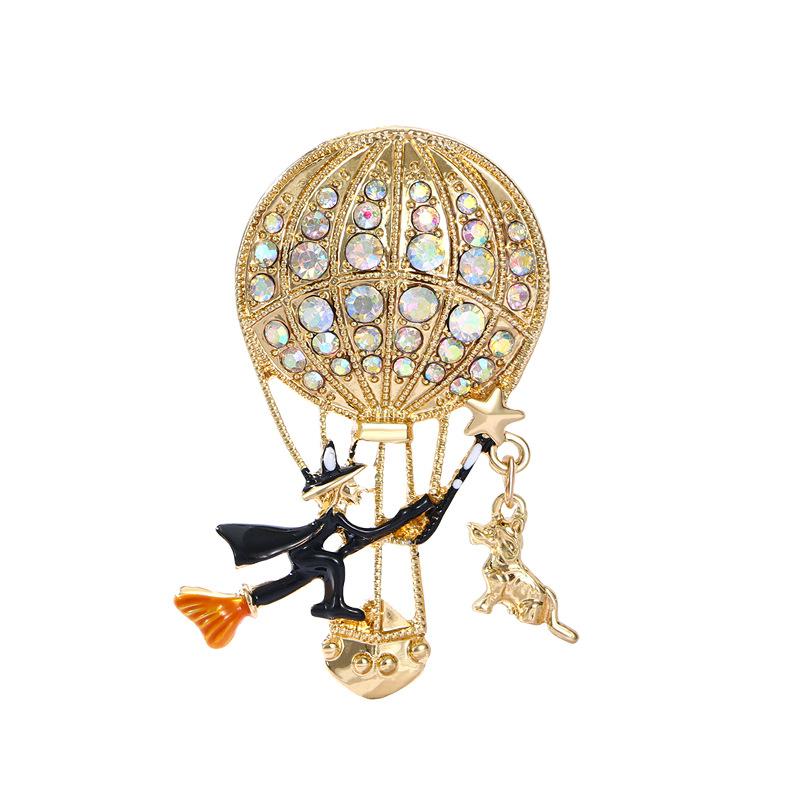 Брошь в виде воздушного шара ведьмы Premium Sense Creative Diamond Corsage Pin Женское пальто Зимние аксессуары beige JEWEL HOME