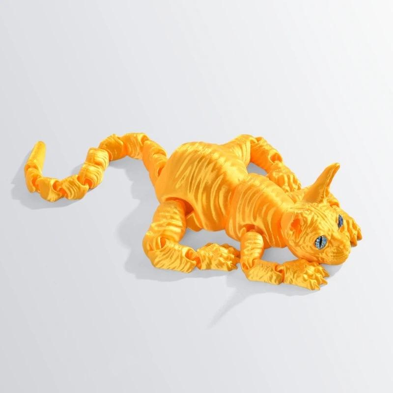 Фигурка лысого кота, напечатанная на 3D-принтере, Реалистичная шарнирная игрушка кота сфинкса, Милая игрушка-непоседа и домашний декор для энтузиастов A4 orange Candi
