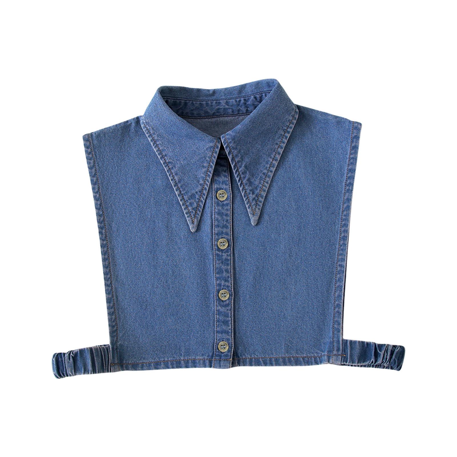 Denims Faux Collar Lapel Half Shirt for Ladies Girl Detachable False Collar Blouse Top Elegant Casual Clothing Accessory XL gray Franz Kafka