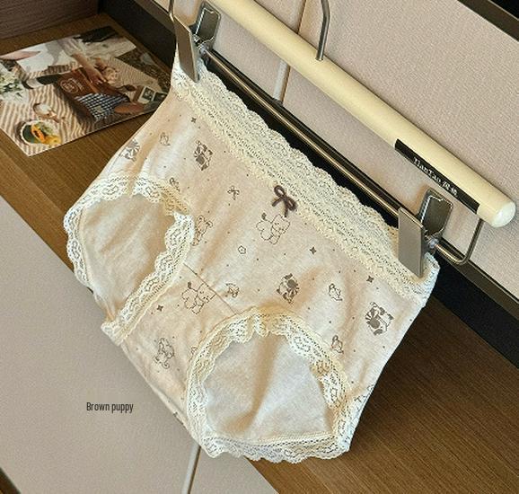 Женские трусики из чистого хлопка с пасторальным цветочным принтом - 2025 Удобный, дышащий стиль треугольник Large beige Shopping Party