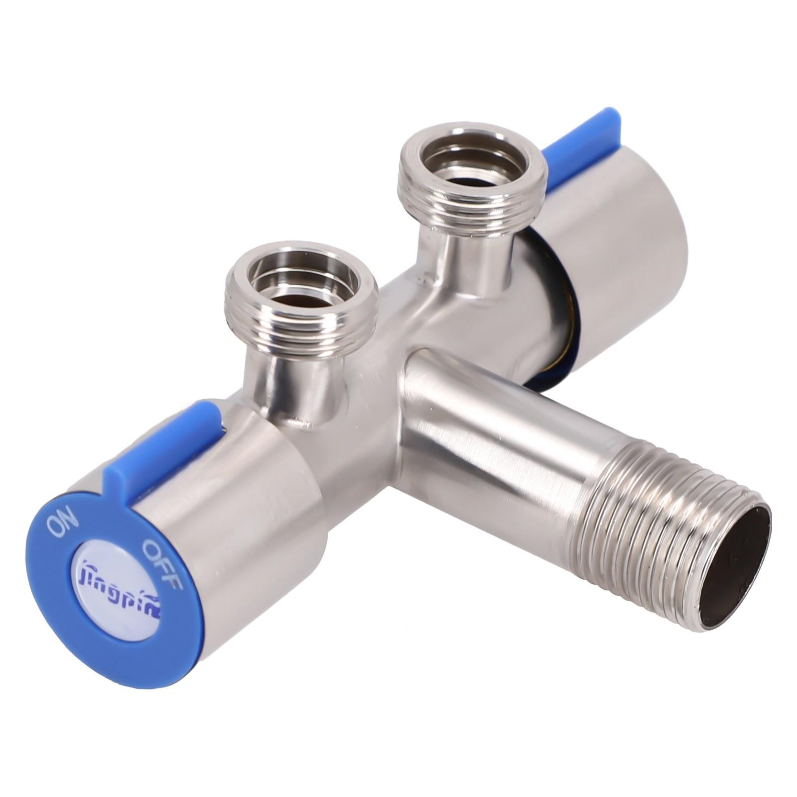 1pc Faucet Double Handle Triangle Valve Stainless Steel Cold Water Tap Bathroom Washing Machine Toilet Bathroom Fixture Parts China Mainland white Simple Nest