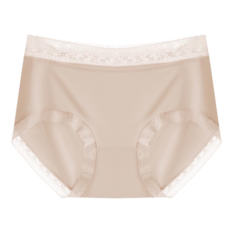 Дышащие кружевные трусы женские Ice Silk с низкой талией - бесшовные, невидимые, антибактериальные, сексуальные, из полимолочной кислоты XL (131-160 jin) света кофе StrideBox