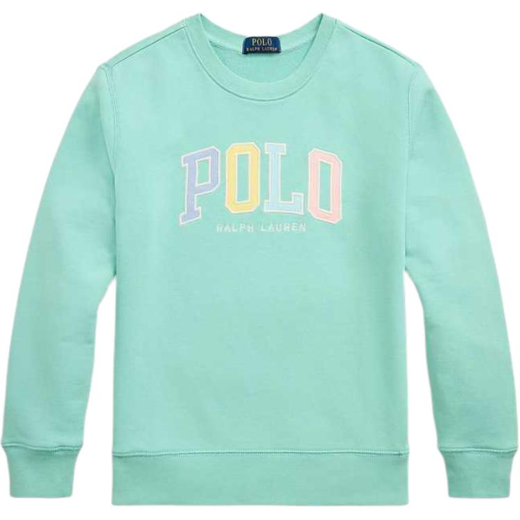 Толстовка Polo Ralph Lauren Ss25 с логотипом, круглым вырезом и длинными рукавами, детская толстовка, цвет залива-зеленый, CWPOKNIY8021377-300 L white