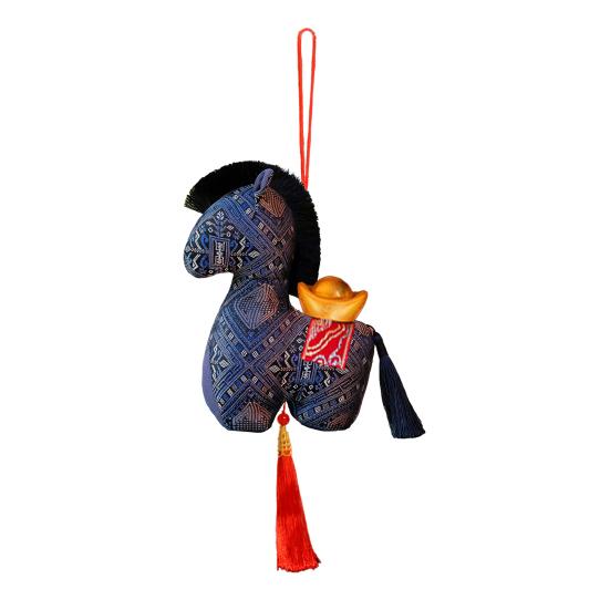 Плюшевая лошадь по китайскому гороскопу, благоприятный год лошади, мягкая игрушка с тканевой отделкой, традиционная кукла-талисман, подвеска для автомобиля 10cm чёрный liqiangang