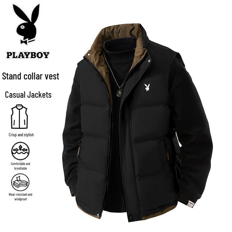Мужской утепленный жилет PLAYBOY с воротником-стойкой Осень/Зима XL чёрный