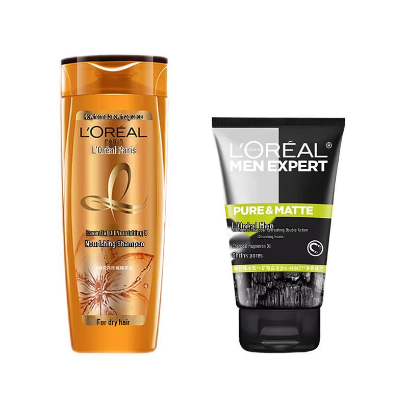 Набор L Oréal Men Очищающее средство для контроля жирности и Питательный шампунь black JDST online