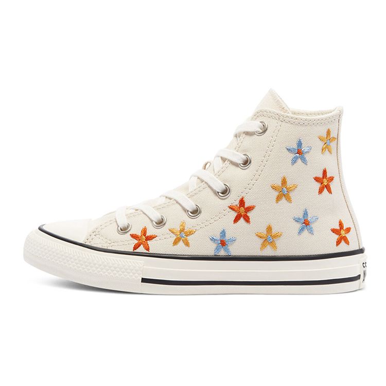 Детские кроссовки Converse Chuck Taylor All Star High GS Spring Flowers кремового цвета Egret Natural-Ivory 671099C 28 white