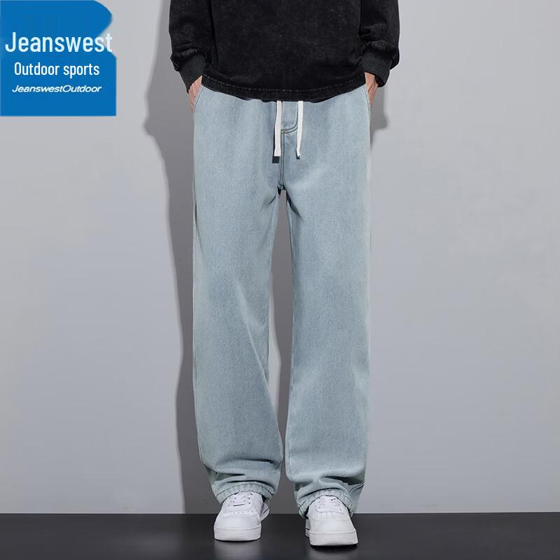 Мужские ретро-джинсы Jeanswest прямого кроя с широкими штанинами, повседневные 3XL светло-синий JDST online
