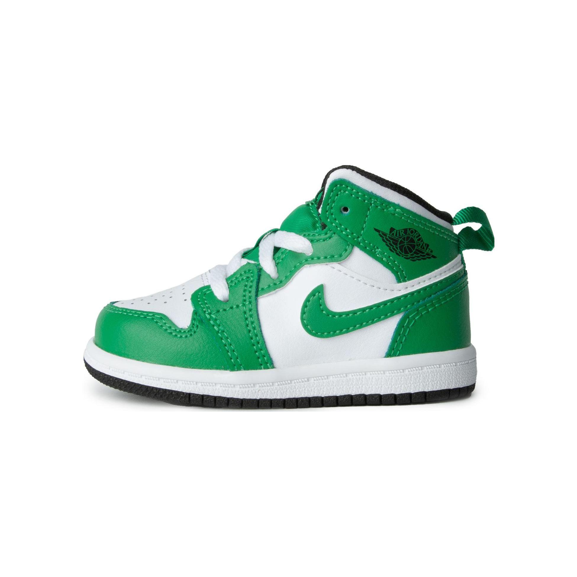 Кроссовки Air Jordan 1 Mid TD Lucky Green для малышей Черно-белые DQ8425-301 25 blue