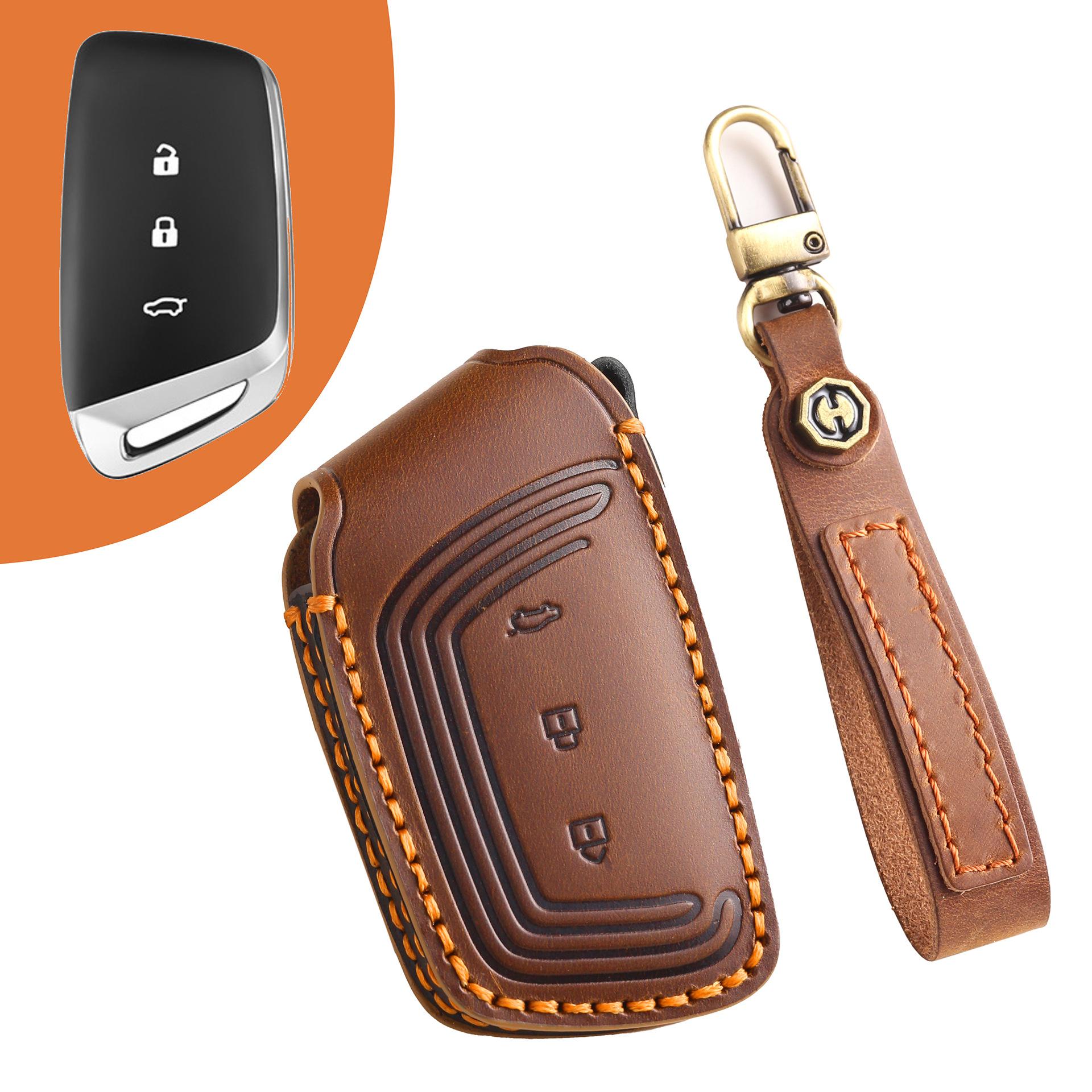 Кожаный чехол для ключей подходит для ключа Baojun rs3, чехол для ключа rm5 rc6 rs5 rc5, кожаный чехол KiWi высокого класса. коричневый Auto Parts Decorate