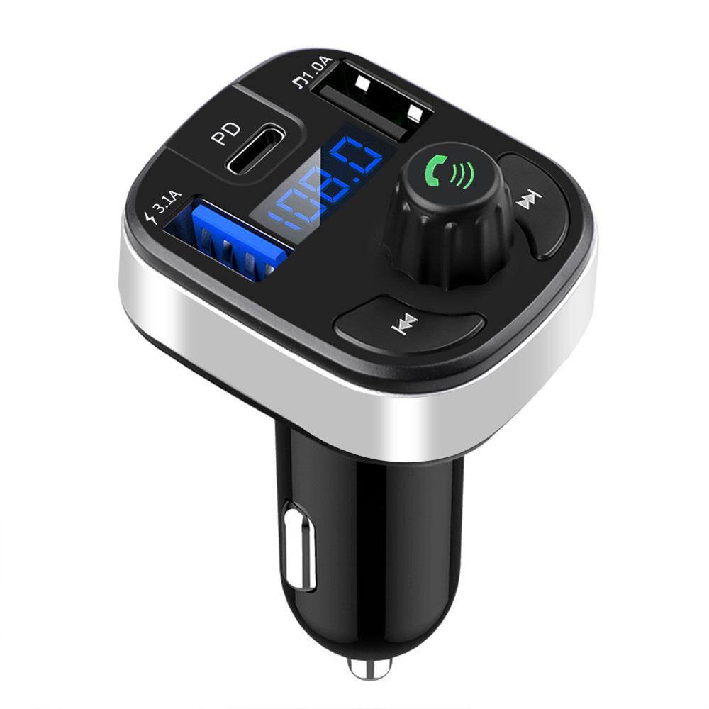 Автомобильный Bluetooth 5.0 FM-передатчик Dual USB 3.1A Быстрое зарядное устройство Автомобильный светодиодный MP3-модулятор плеер Беспроводной аудиоприемник громкой связи white SmoothWalk Wear