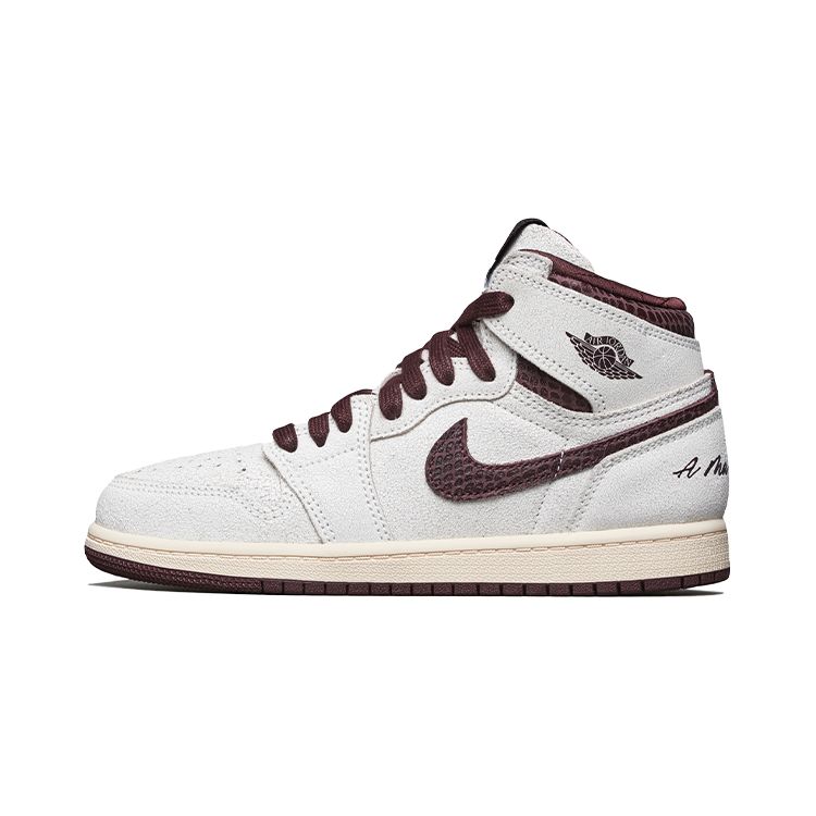Детские кроссовки A Ma Maniére x Air Jordan 1 High OG PS Airness Cream Sail Burgundy-Crush DO7099-100 29.5 white