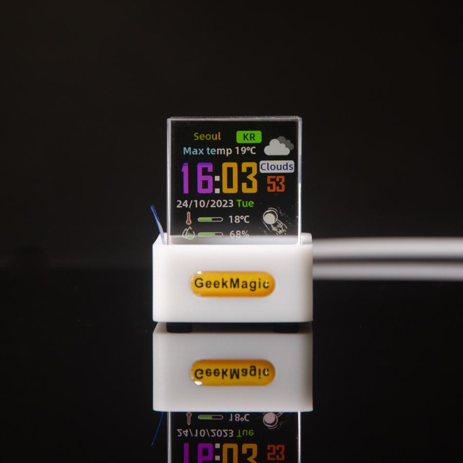 GeekMagic Mini Crystal Display Прогноз погоды Гаджет с WiFi Настольная Часовая Станция Прозрачный Маленький Телевизор Для Украшения Игры gray Fast charging