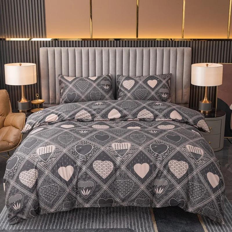 3pcs Cover Set Printed Sets Bedding Bohemian Modern Farmhouse Style for Men and Women Comforter Bedding Sets Juego De Edredones 3pcs-135x200cm gray BaiTu Home
